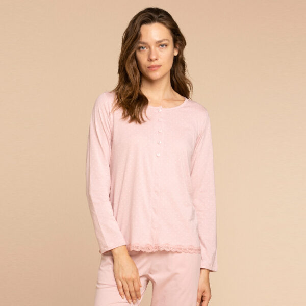 Poisy pigiama donna lungo in cotone - immagine 2